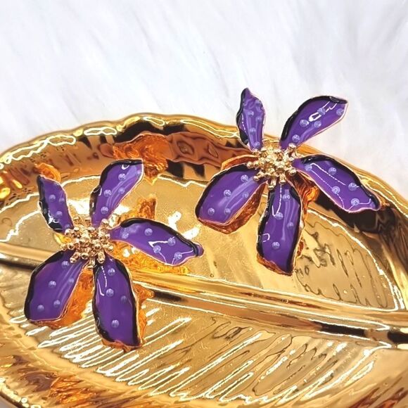 New ZARA tropical flower stud earrings - Picture 1 of 13